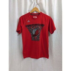 Adidas unisex small Portland Trail Blazers red t-shirt, basketball, C2